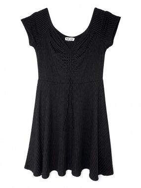 Rolla Coster Black Textured Babydoll Dress– Size Large